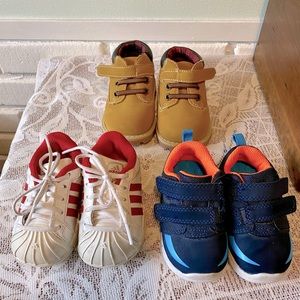 Baby Boy Shoe Bundle: Adidas Superstar, Granimals, Carters. 3pairs size 4